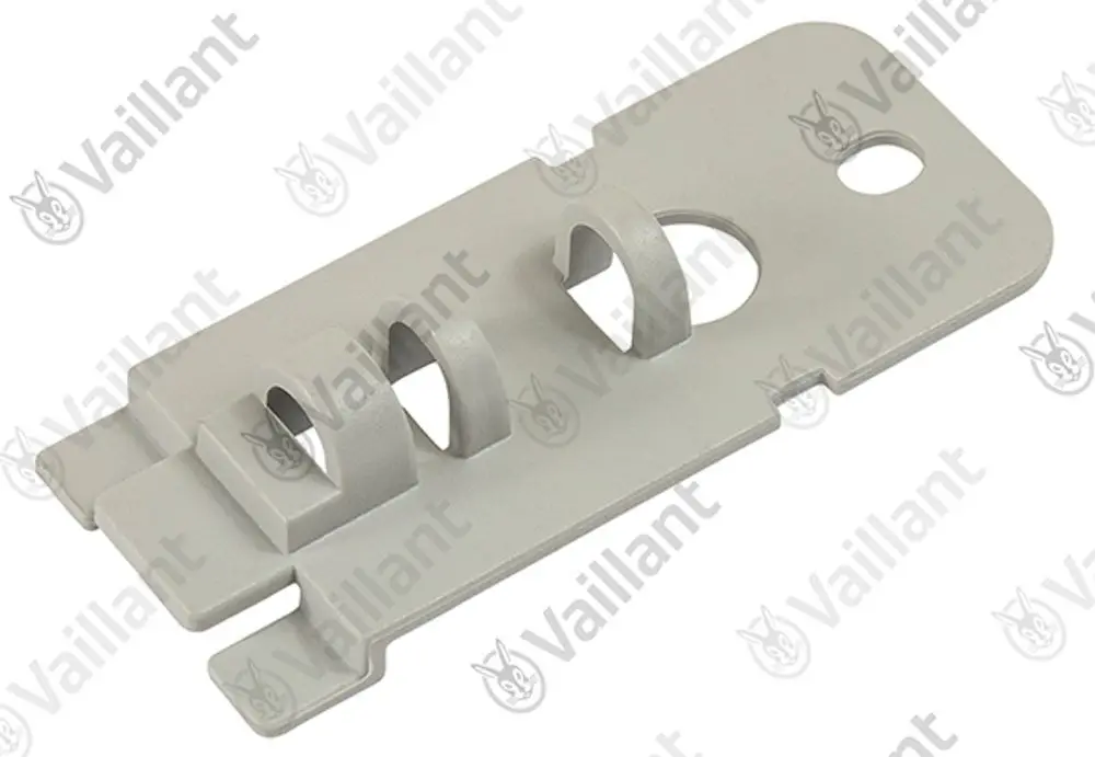 Vaillant Halter aus grauem Kunststoff mit mehreren Aussparungen und Löchern zur Montage oder Befestigung.
